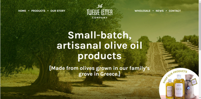 Website for artisanal olive oil producer.