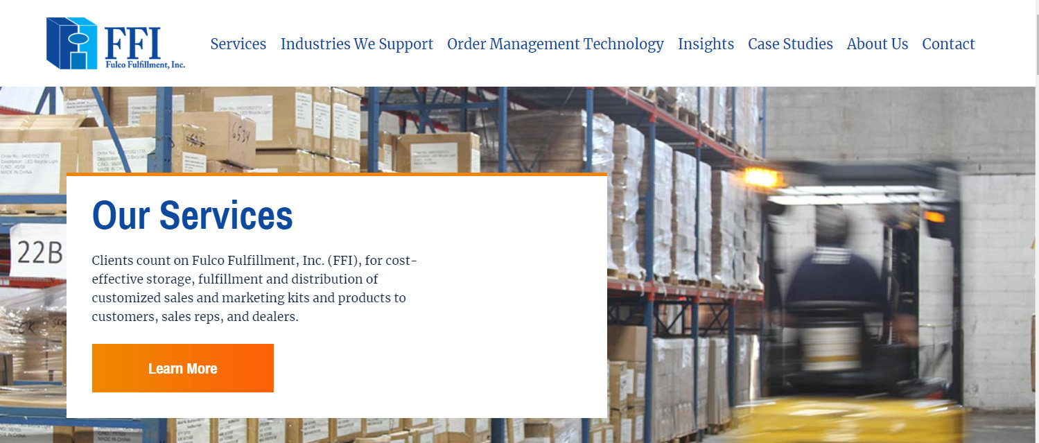 Full-service fulfillment and warehousing website.