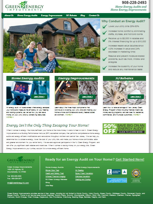 Website for residential energy consultancy.