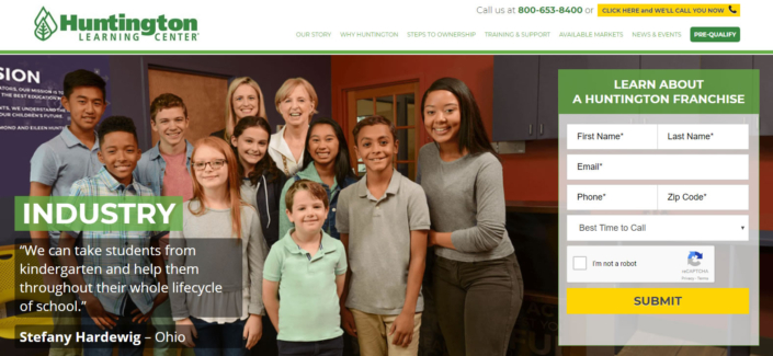 New franchising website for national tutoring company.