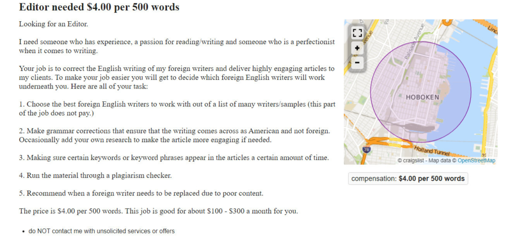 Craigslist help wanted ad